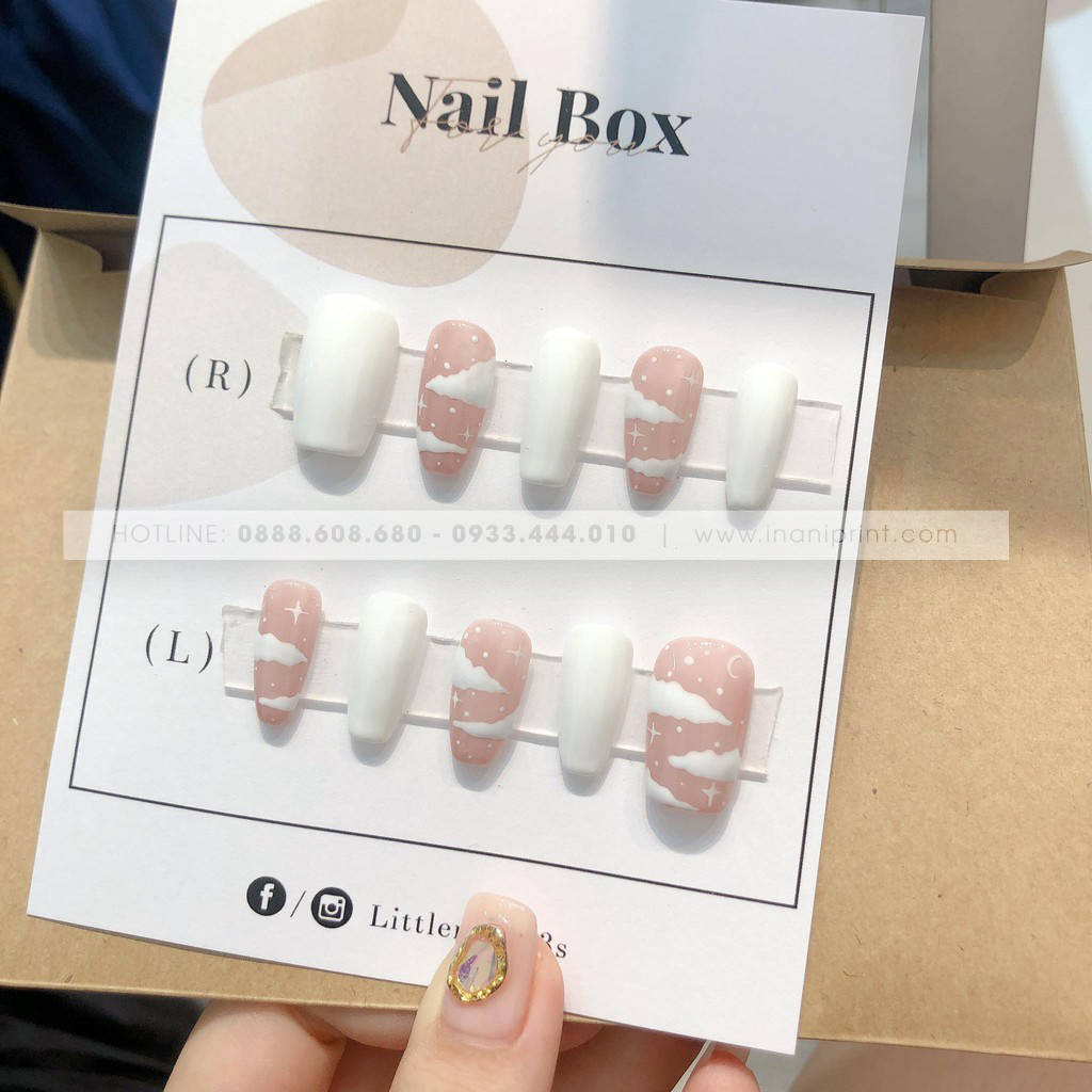 In nail box, in card nail box gắn móng tay giả