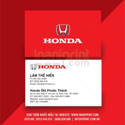 Mẫu name card cửa hàng xe máy Honda KD079