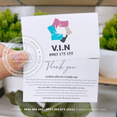 Mẫu Card cám ơn V.I.N, Thiệp cám ơn V.I.N, Danh Thiếp cám ơn V.I.N đẹp giá rẻ