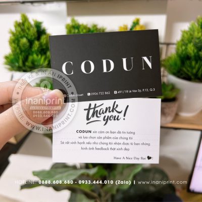 Mẫu Card cám ơn Shop CoDun, Thiệp cám ơn Shop CoDun, Danh Thiếp cám ơn Shop CoDun đẹp giá rẻ