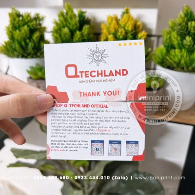 Mẫu Card cám ơn Qtechland, Thiệp cám ơn Qtechland, Danh Thiếp cám ơn Qtechland đẹp giá rẻ