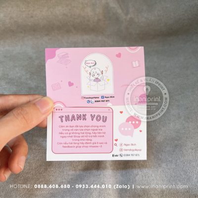 Mẫu Card cám ơn Shop Ngọc Bích, Thiệp cám ơn Shop Ngọc Bích, Danh Thiếp cám ơn Shop Ngọc Bích đẹp giá rẻ