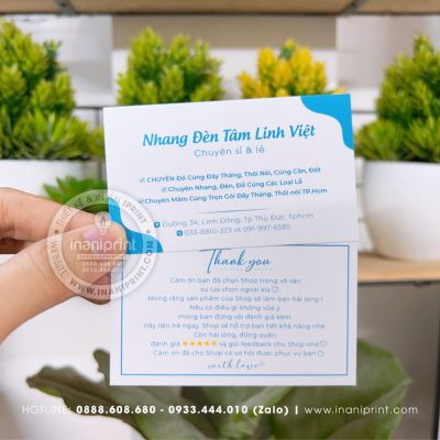 Mẫu Card cám ơn Shop bán Nhang Đèn, Thiệp cám ơn Shop bán Nhang Đèn, Danh Thiếp Shop bán Nhang Đèn đẹp giá rẻ