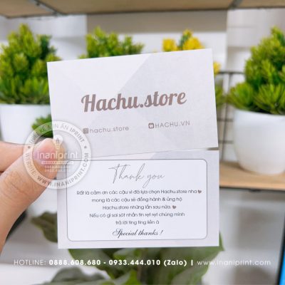 Mẫu Card cám ơn Hachu Store, Thiệp cám ơn Hachu Store, Danh Thiếp cám ơn Hachu Store đẹp giá rẻ