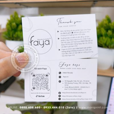 Mẫu Card cám ơn Faya Shop, Thiệp cám ơn Faya Shop, Danh Thiếp cám ơn Faya Shop đẹp giá rẻ