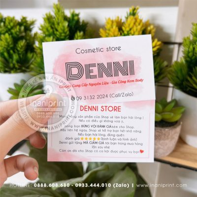Mẫu Card Visit Cosmetic Denni Store, Name Card Cosmetic Denni Store, Danh Thiếp Cosmetic Denni Store đẹp giá rẻ