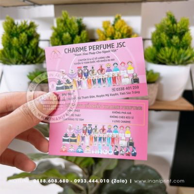 Mẫu Card Visit Charme Perfume JSC, Name Card Charme Perfume JSC, Danh Thiếp Charme Perfume JSC đẹp giá rẻ