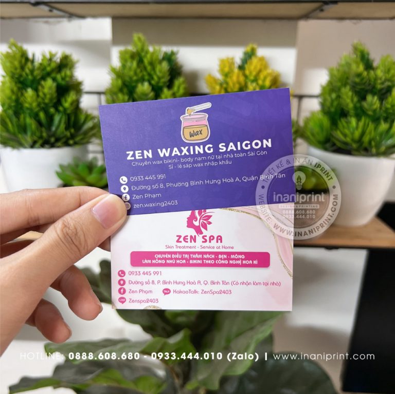 Mẫu Card Visit Zen Waxing SaiGon, Name Card Zen Waxing SaiGon, Danh