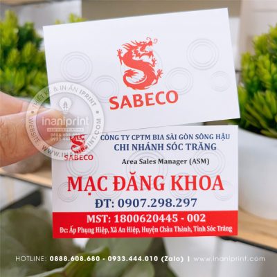 Mẫu Card Visit Công Ty Bia Sabeco, Name Card Công Ty Bia Sabeco, Danh Thiếp Công Ty Bia Sabeco đẹp giá rẻ