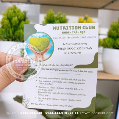 Mẫu Card Visit Nutrition Club, Name Card Nutrition Club, Danh Thiếp Nutrition Club đẹp giá rẻ