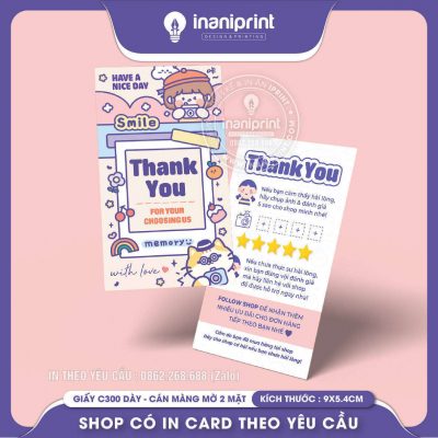 Mẫu Card cám ơn Dễ Thương, Thiệp cám ơn Cute, Danh Thiếp cám ơn Dễ Thương đẹp giá rẻ