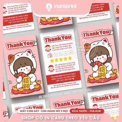 Mẫu Card cám ơn Dễ Thương, Thiệp cám ơn Cute, Danh Thiếp cám ơn Dễ Thương đẹp giá rẻ