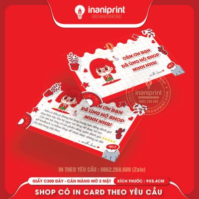 Mẫu Card cám ơn Dễ Thương, Thiệp cám ơn Cute, Danh Thiếp cám ơn Dễ Thương đẹp giá rẻ