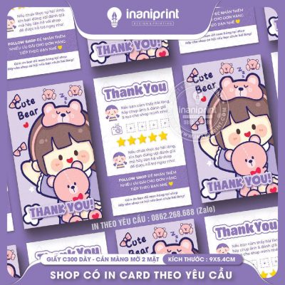 Mẫu Card cám ơn Dễ Thương, Thiệp cám ơn Cute, Danh Thiếp cám ơn Dễ Thương đẹp giá rẻ