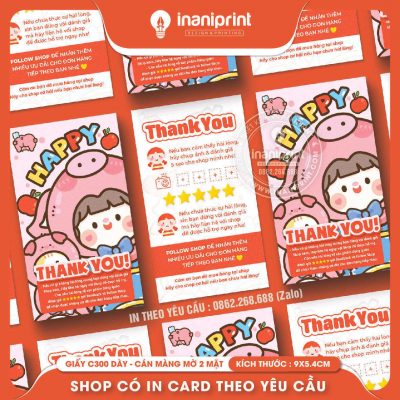 Mẫu Card cám ơn Dễ Thương, Thiệp cám ơn Cute, Danh Thiếp cám ơn Dễ Thương đẹp giá rẻ