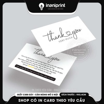 Mẫu Card cám ơn Dễ Thương, Thiệp cám ơn Cute, Danh Thiếp cám ơn Dễ Thương đẹp giá rẻ