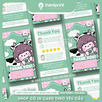 Mẫu Card cám ơn Dễ Thương, Thiệp cám ơn Cute, Danh Thiếp cám ơn Dễ Thương đẹp giá rẻ