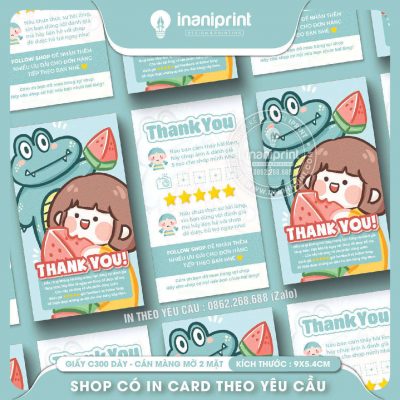 Mẫu Card cám ơn Dễ Thương, Thiệp cám ơn Cute, Danh Thiếp cám ơn Dễ Thương đẹp giá rẻ