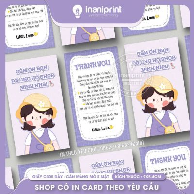 Mẫu Card cám ơn Dễ Thương, Thiệp cám ơn Cute, Danh Thiếp cám ơn Dễ Thương đẹp giá rẻ