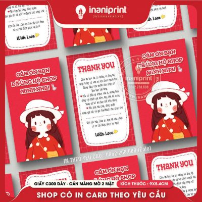 Mẫu Card cám ơn Dễ Thương, Thiệp cám ơn Cute, Danh Thiếp cám ơn Dễ Thương đẹp giá rẻ