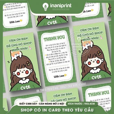 Mẫu Card cám ơn Dễ Thương, Thiệp cám ơn Cute, Danh Thiếp cám ơn Dễ Thương đẹp giá rẻ