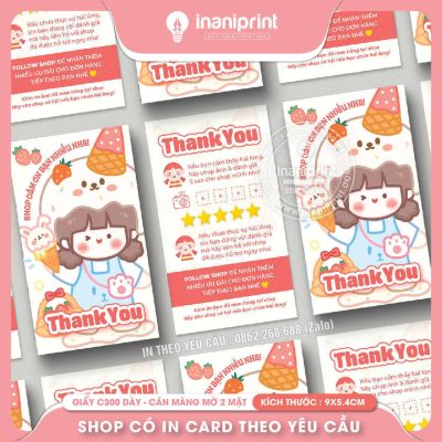 Mẫu Card cám ơn Dễ Thương, Thiệp cám ơn Cute, Danh Thiếp cám ơn Dễ Thương đẹp giá rẻ