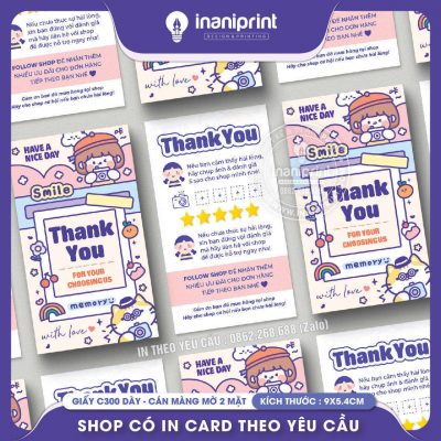 Mẫu Card cám ơn Dễ Thương, Thiệp cám ơn Cute, Danh Thiếp cám ơn Dễ Thương đẹp giá rẻ