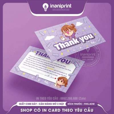 Mẫu Card cám ơn Dễ Thương, Thiệp cám ơn Cute, Danh Thiếp cám ơn Dễ Thương đẹp giá rẻ