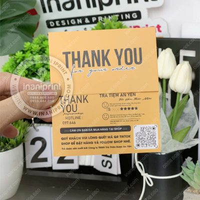 Mẫu Card Cám Ơn Tiệm Trà, Thiệp Cám Ơn Shop Ăn Vặt, Danh Thiếp Cám Ơn Quán ăn Vặt Dễ Thương đẹp giá rẻ