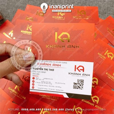 Mẫu Card Visit Ép Kim Vàng Công Ty Xây Dựng, Name Card Ép Kim Vàng Công Ty Xây Dựng, Danh Thiếp Ép Kim Vàng Công Ty Xây Dựng Đẹp Giá Rẻ