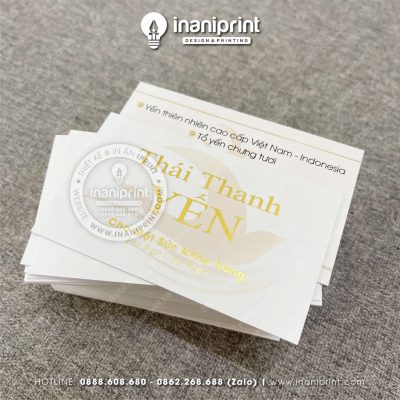 Mẫu Card Visit Ép Kim Vàng Shop Yến, Name Card Ép Kim Vàng Tiệm Yến, Danh Thiếp Ép Kim Vàng Shop Yến Đẹp Giá Rẻ