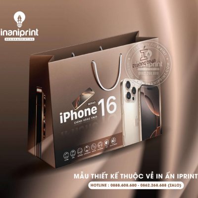 Mẫu Túi Giấy iPhone 16 Plus, Túi Xách Giấy iPhone 16 Pro, Túi Giấy iPhone 16 Pro Max Quảng Cáo Đẹp Giá Rẻ